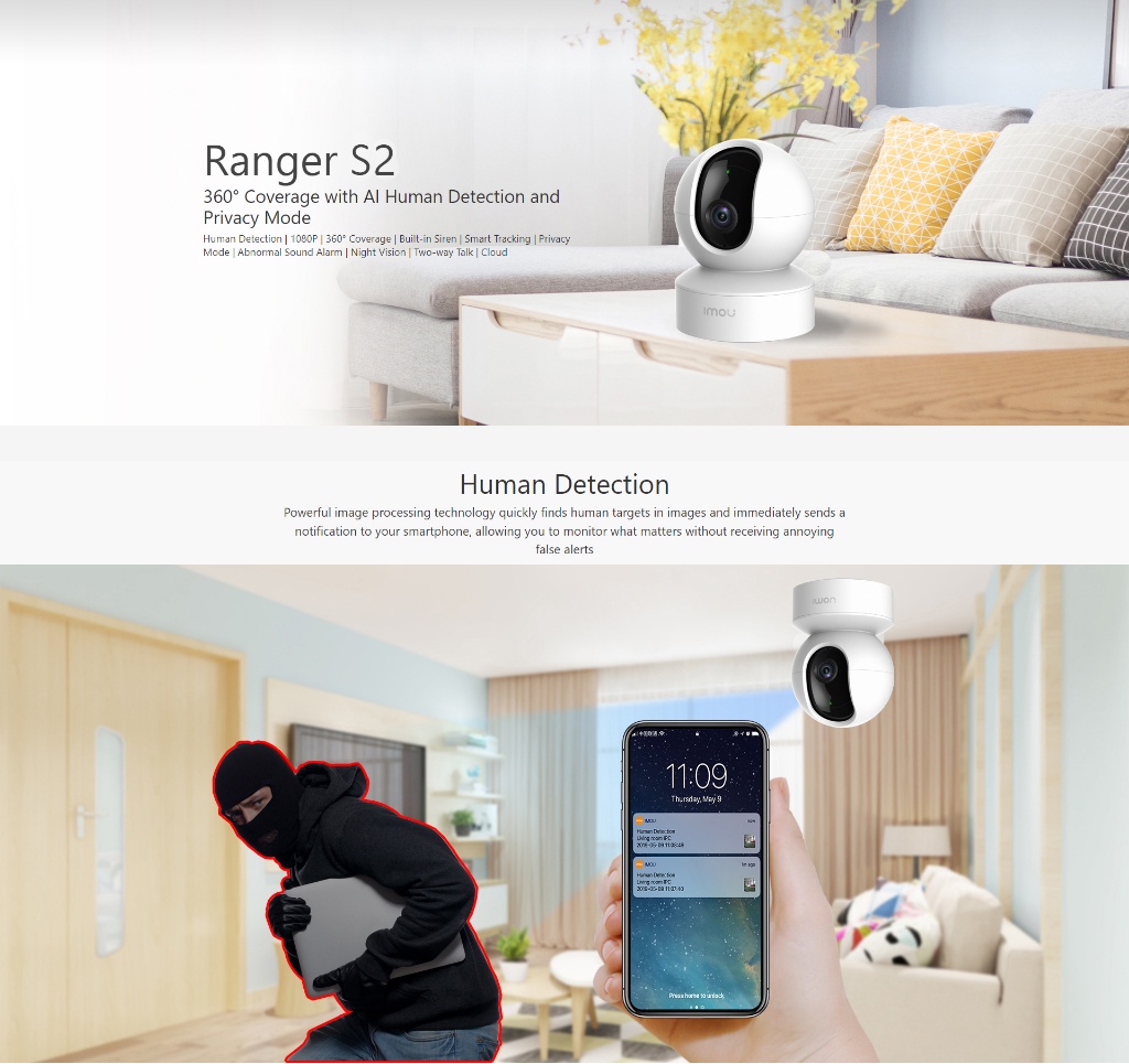 Dahua Imou Ranger S2 2MP 360-degree Portable WiFi Camera